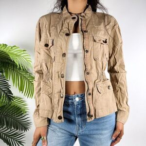 Women's Vintage Y2K Khaki Gorpcore Granola Girl Utility Indie Cargo Jacket / S